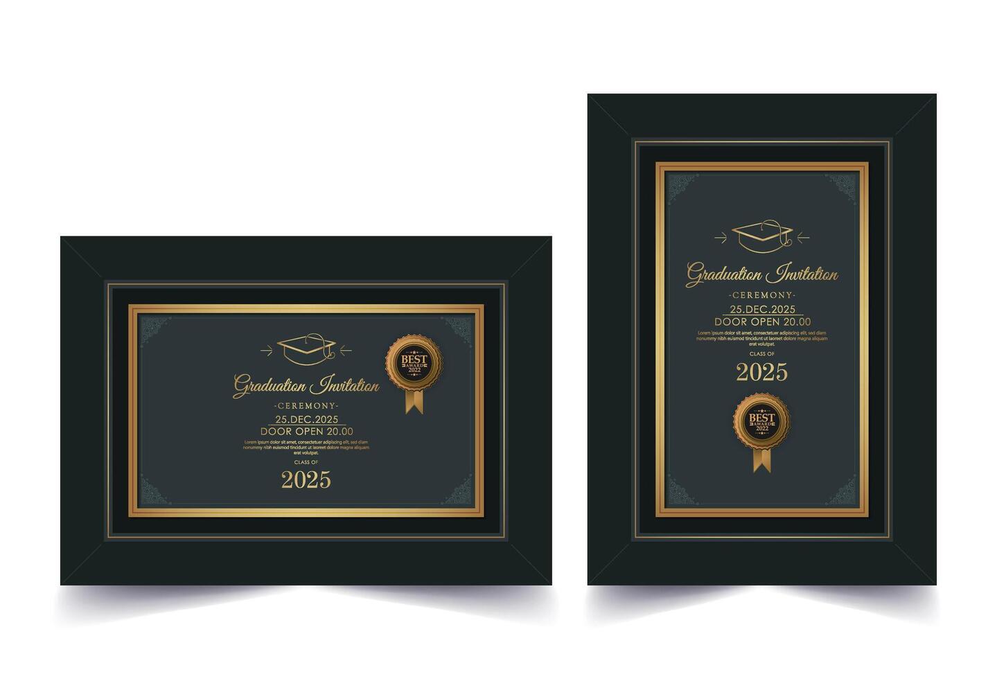 Elegant dark graduation invitation template vector