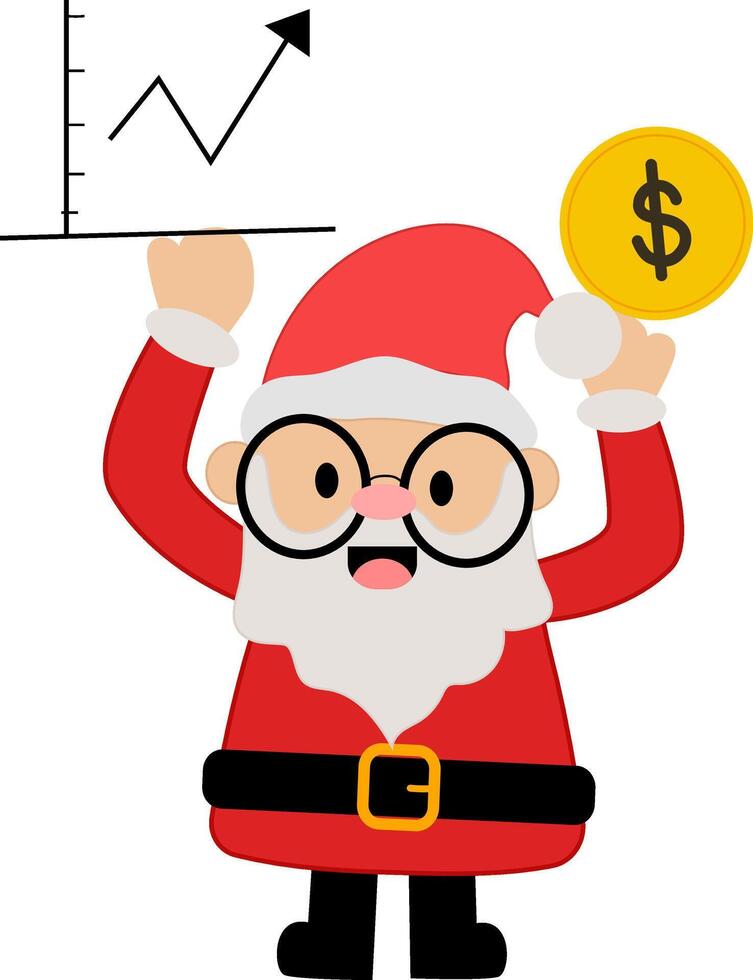 santa claus with growing graphic and coins illustration vector