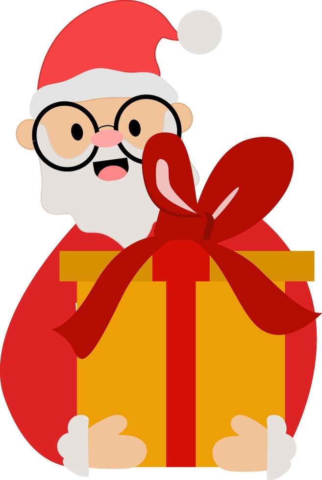 santa claus with gift box, Santa claus holding gift box, Cute santa claus carrying gift box vector