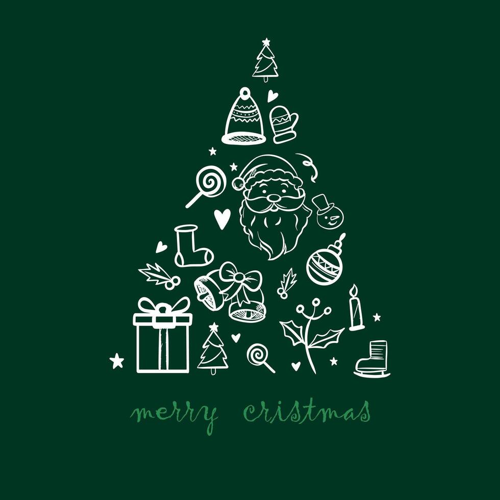 Christmas greeting card, Abstract Christmas Card Template with Papercut Christmas Tree, Creative merry christmas festival card with decorative elements vector