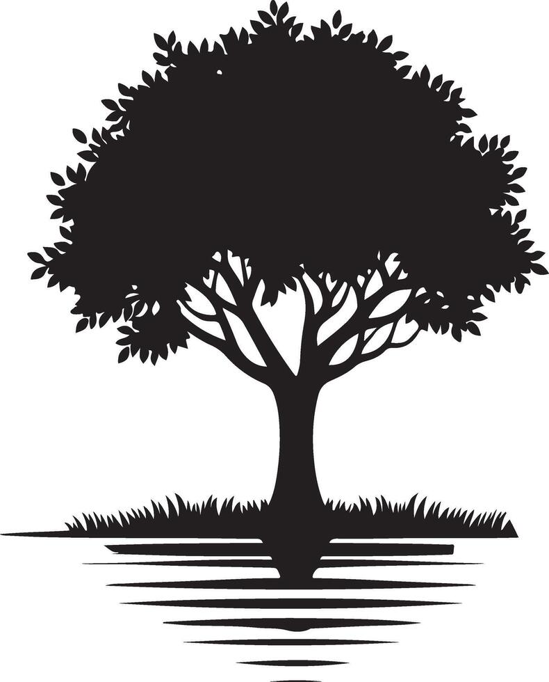 Silhouette of a black tree. vector