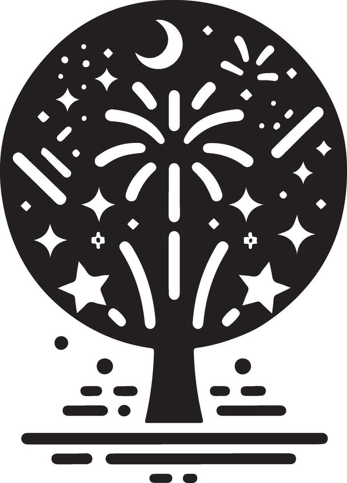 Silhouette of fireworks. vector