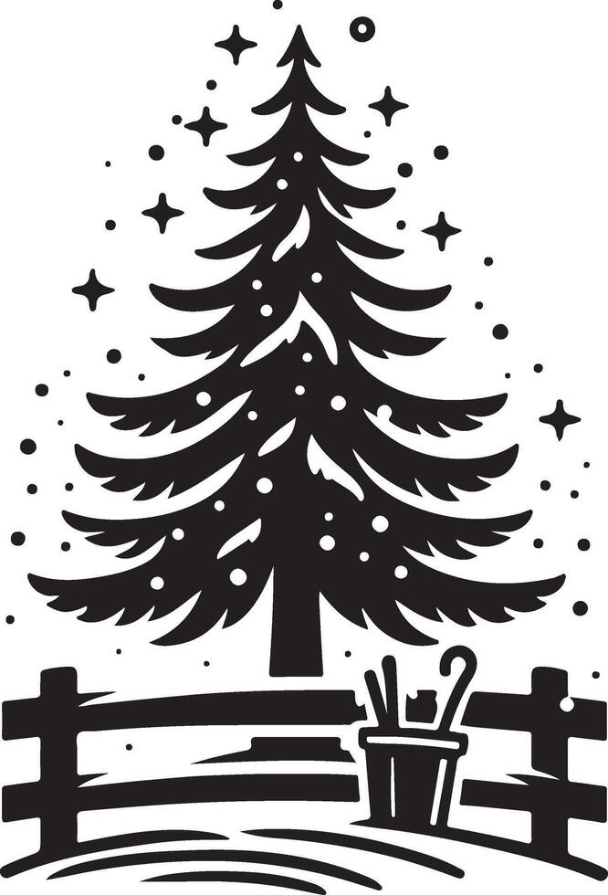 Winter season pine tree in snow. vector