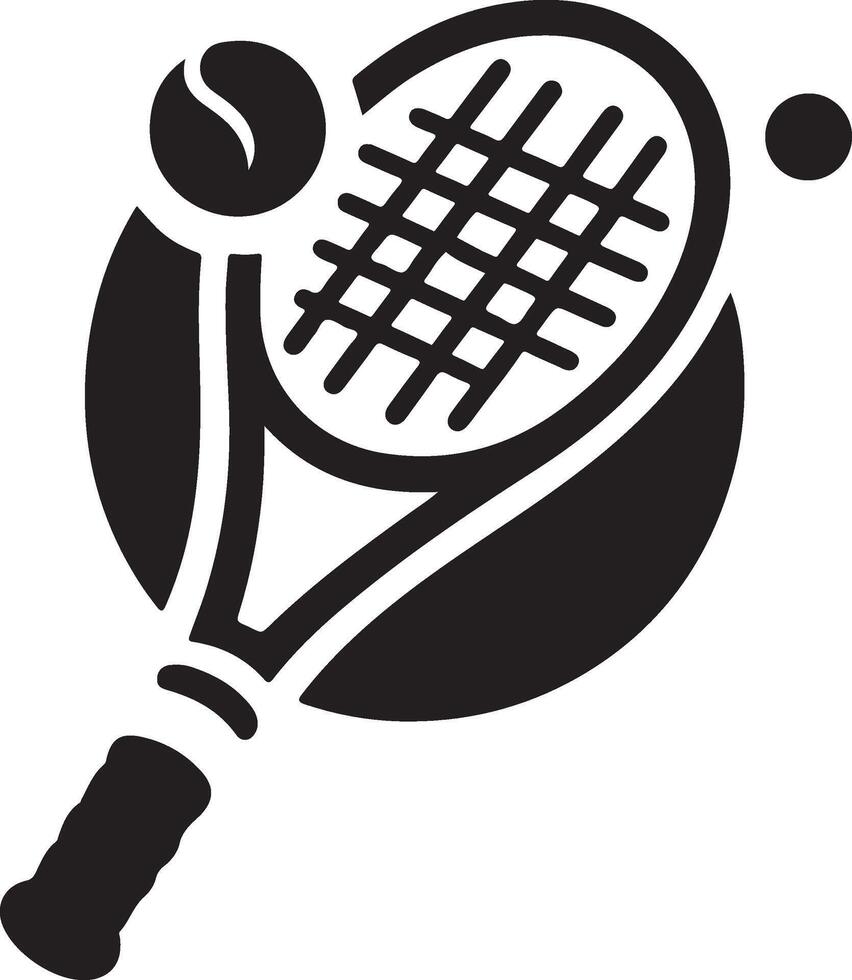 Silhouette of a racket and a ball. vector
