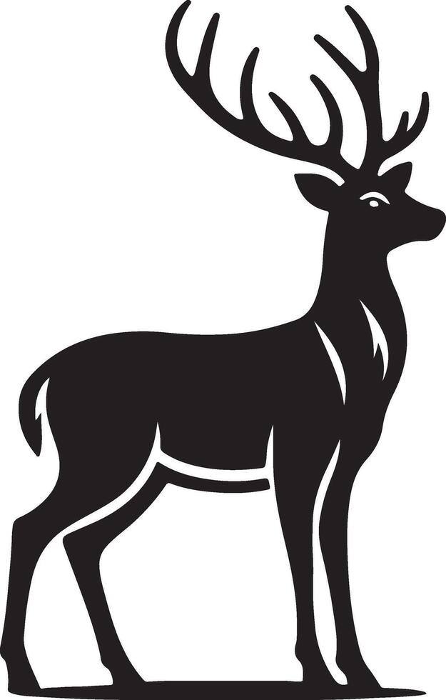 Silhouette of a standing deer animal. vector