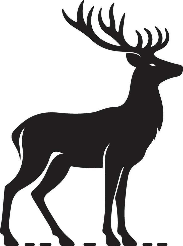 Standing a reindeer icon silhouette. vector