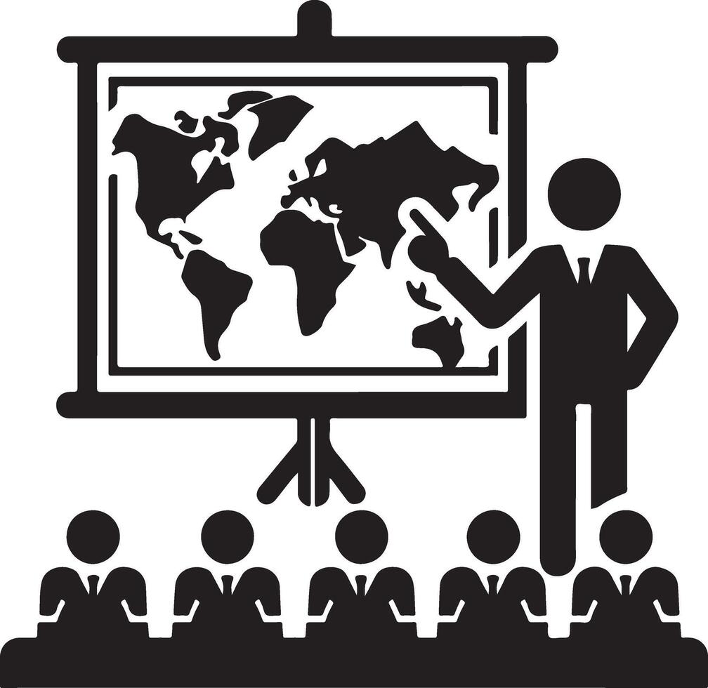 Figures with maps or pointing silhouette. vector