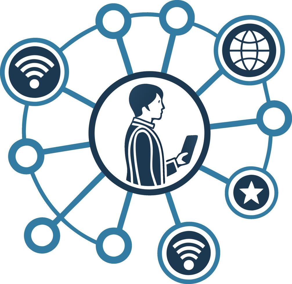 People connected networking icon. vector