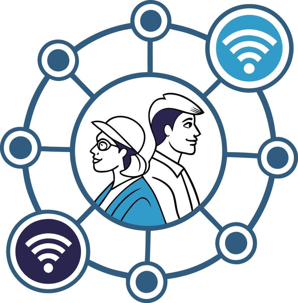 Networking icon silhouette. vector