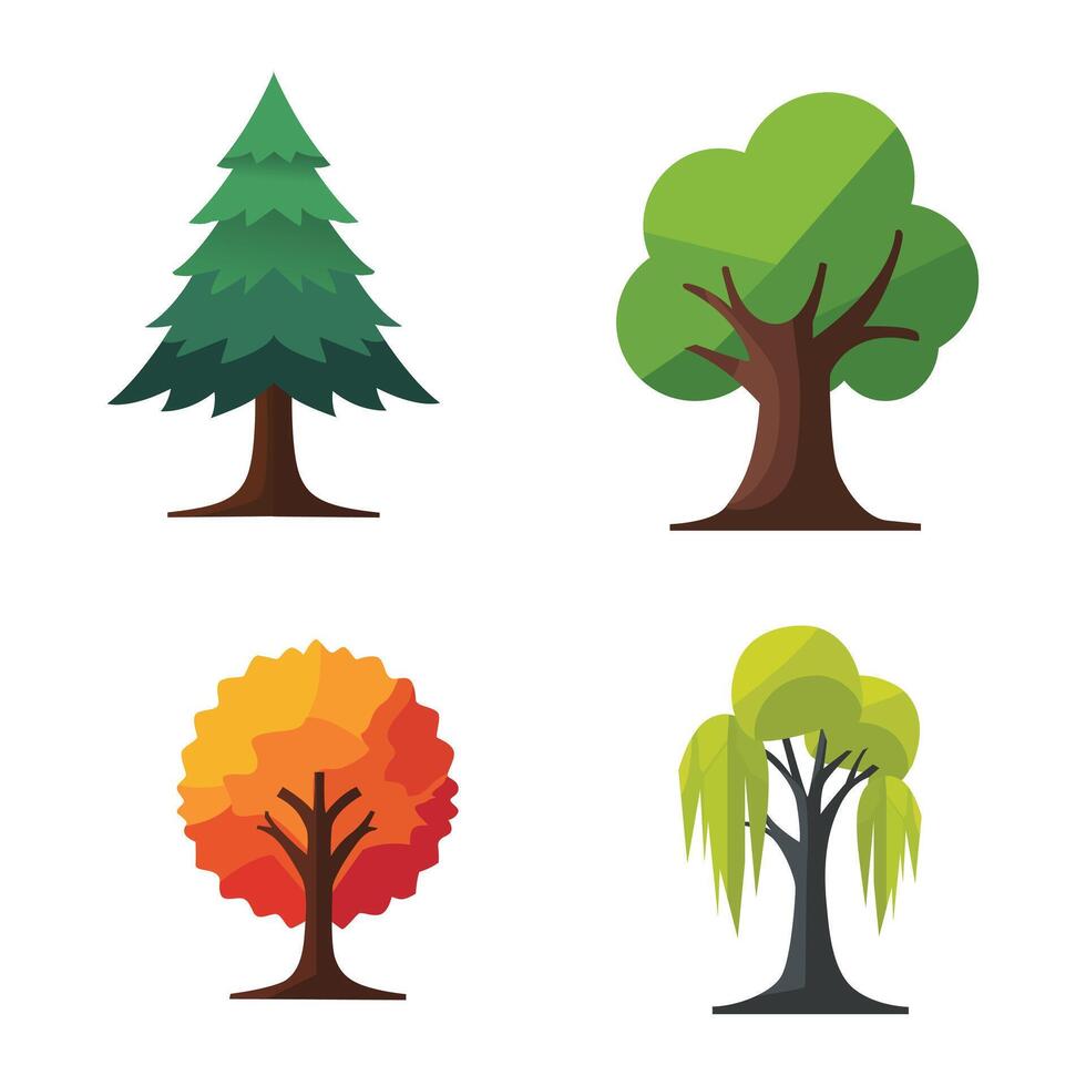 Seasonal tree icons vector