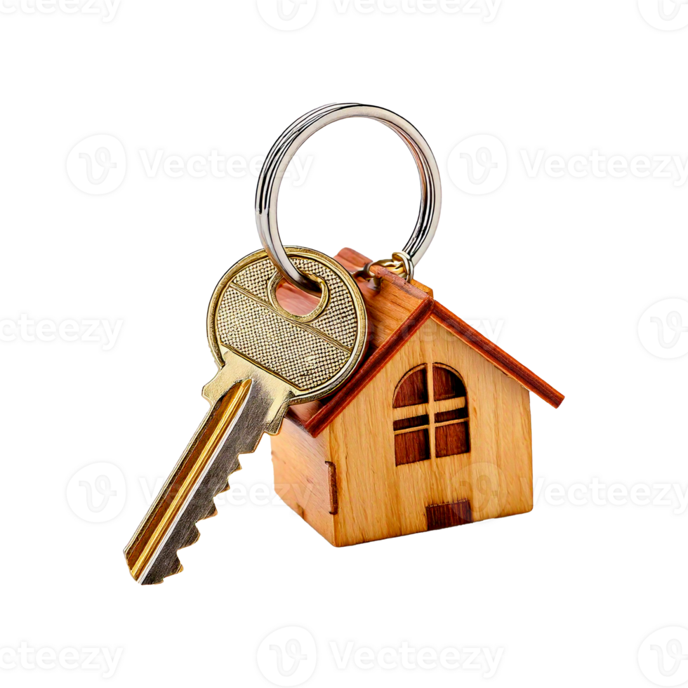 a set of keys with a red house on the top png
