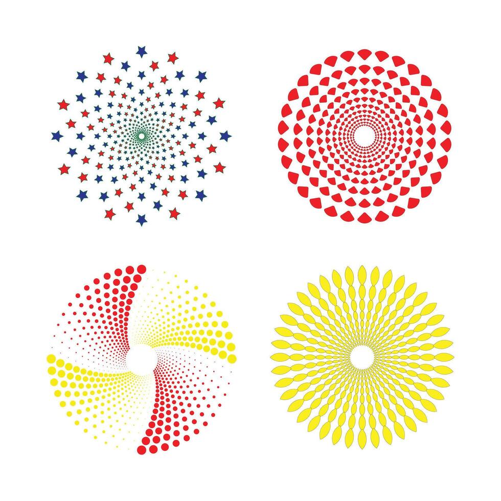 Spiral Set Of Label Shapes Silhouettes Illustration Isolated On White Background vector