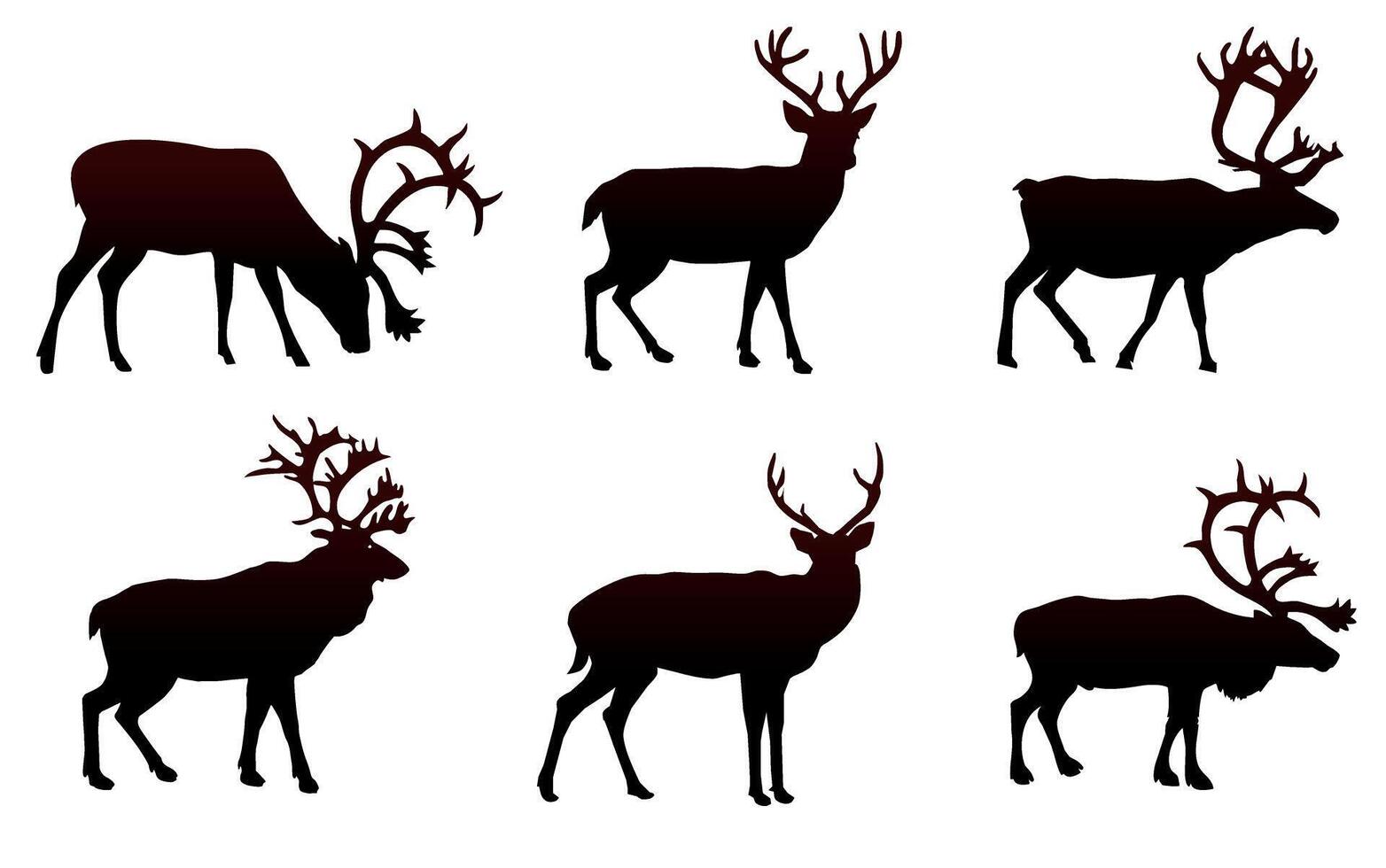 Silhouettes of deer. A set of contours of deer symbolizing nature, animal world and freedom vector