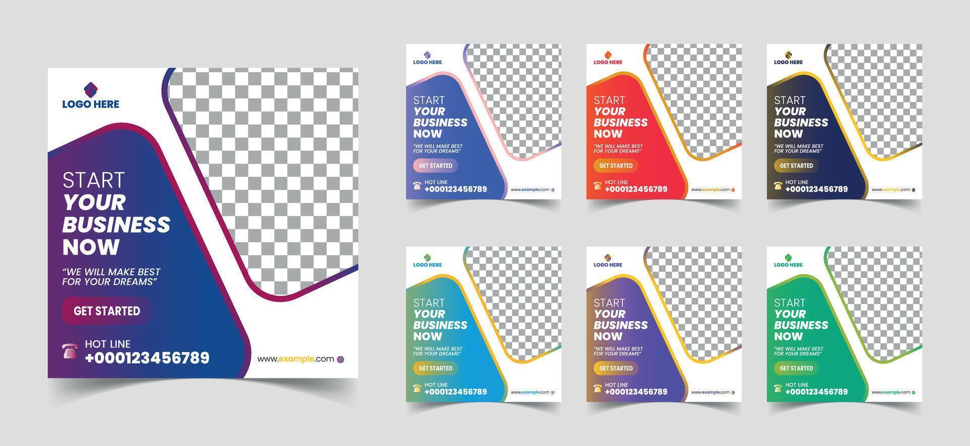 Digital business marketing banner for social media post template. Elegant background with attractive shape. Suitable for social media post and web internet ads with photo collage vector