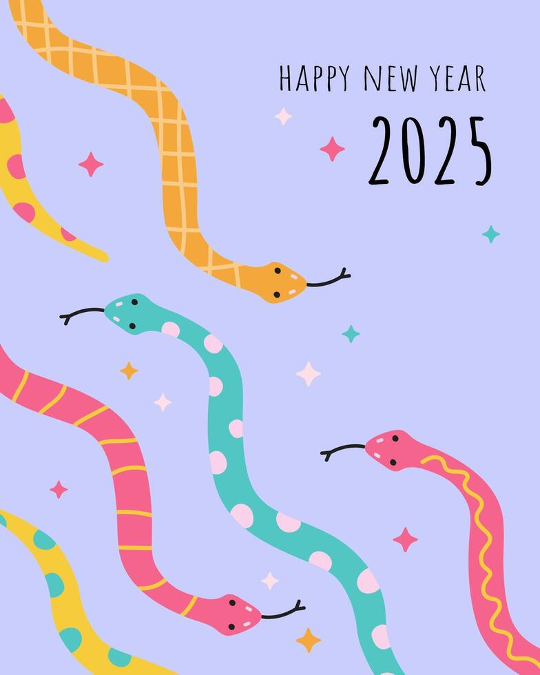 Year of the snake greeting card vector