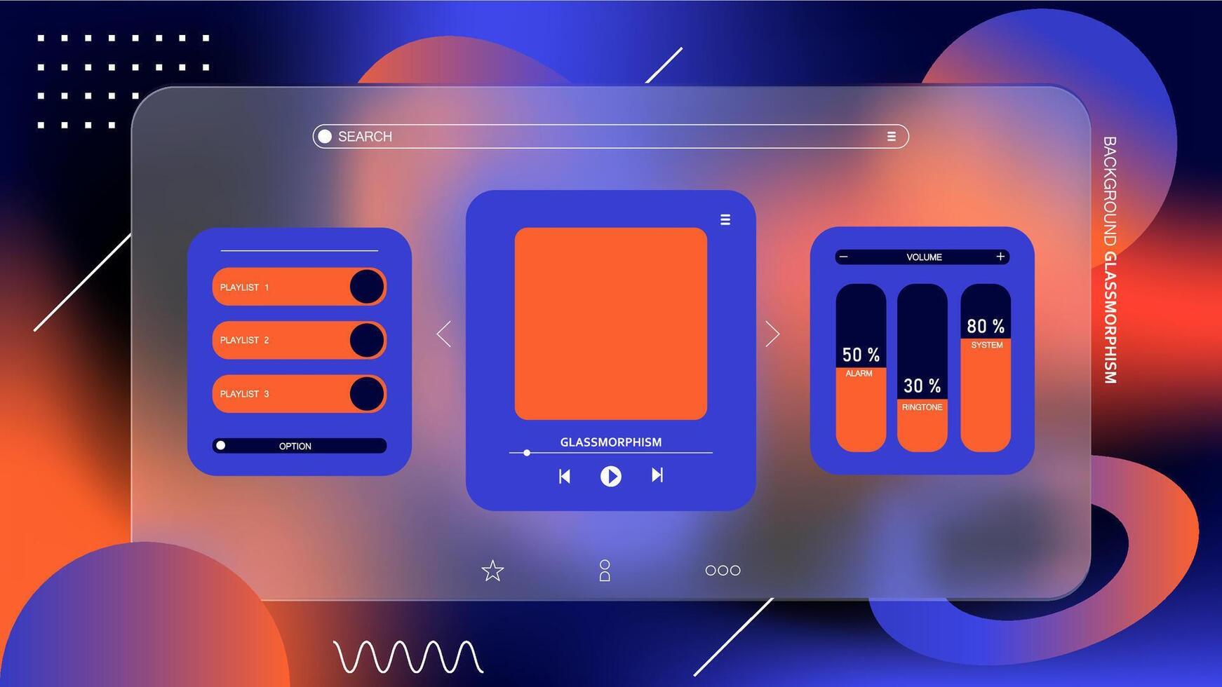 A colorful interface with different colors and shapes vector