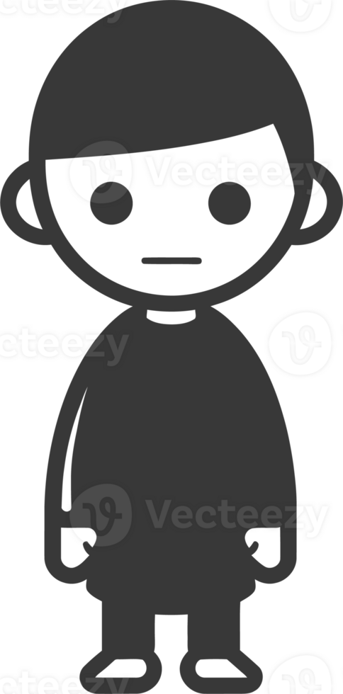 Simple Black and White Cartoon Illustration of a Boy png