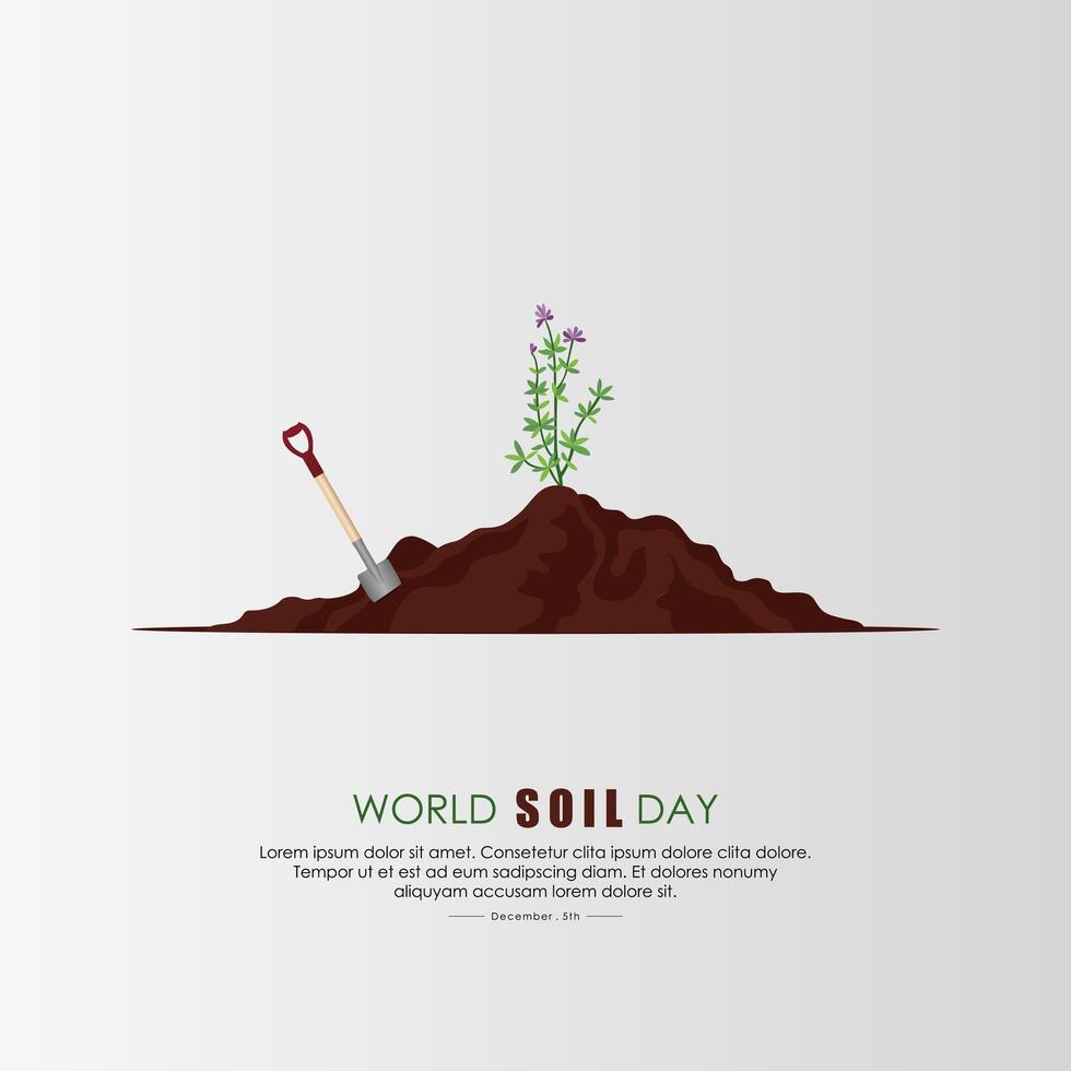 World Soil Day, with illustrations of soil, plants, and spades, symbolising soil health vector