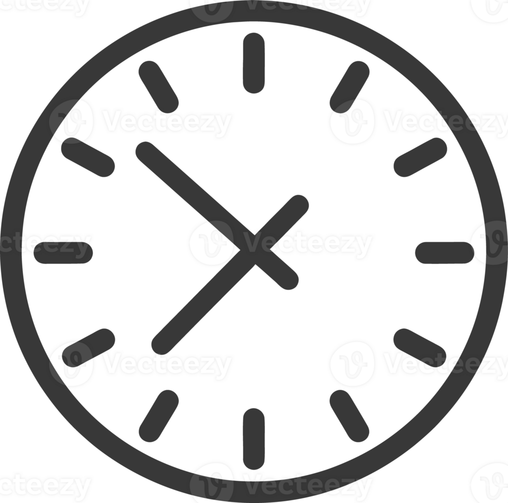 Simple Black and White Outline Clock Icon png