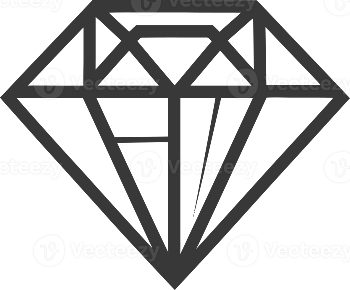 Simple Black and White Outline of a Diamond png