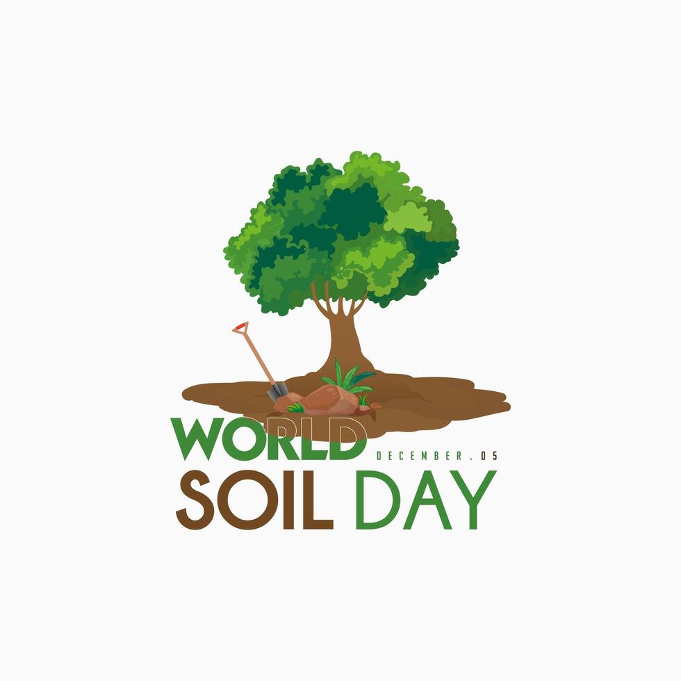 World soil day. Celebrating World Soil Day on 5 December, with illustration of a tree in the middle vector