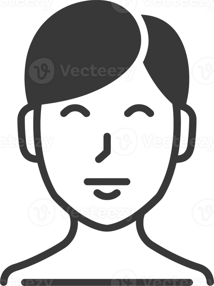Simple black and white illustration of a womans face png