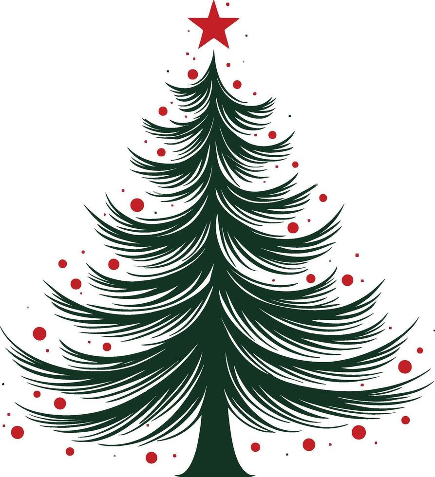Minimal Christmas Tree with Holiday Lights vector