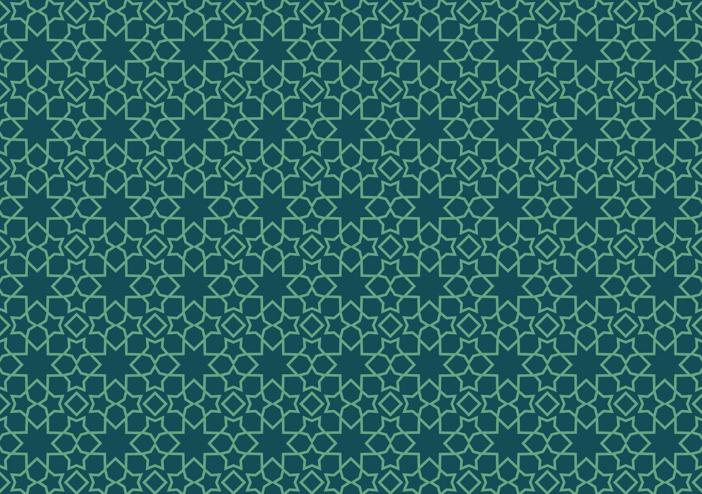 Abstract geometric Islamic motif with dark green lines on a light green background. vector