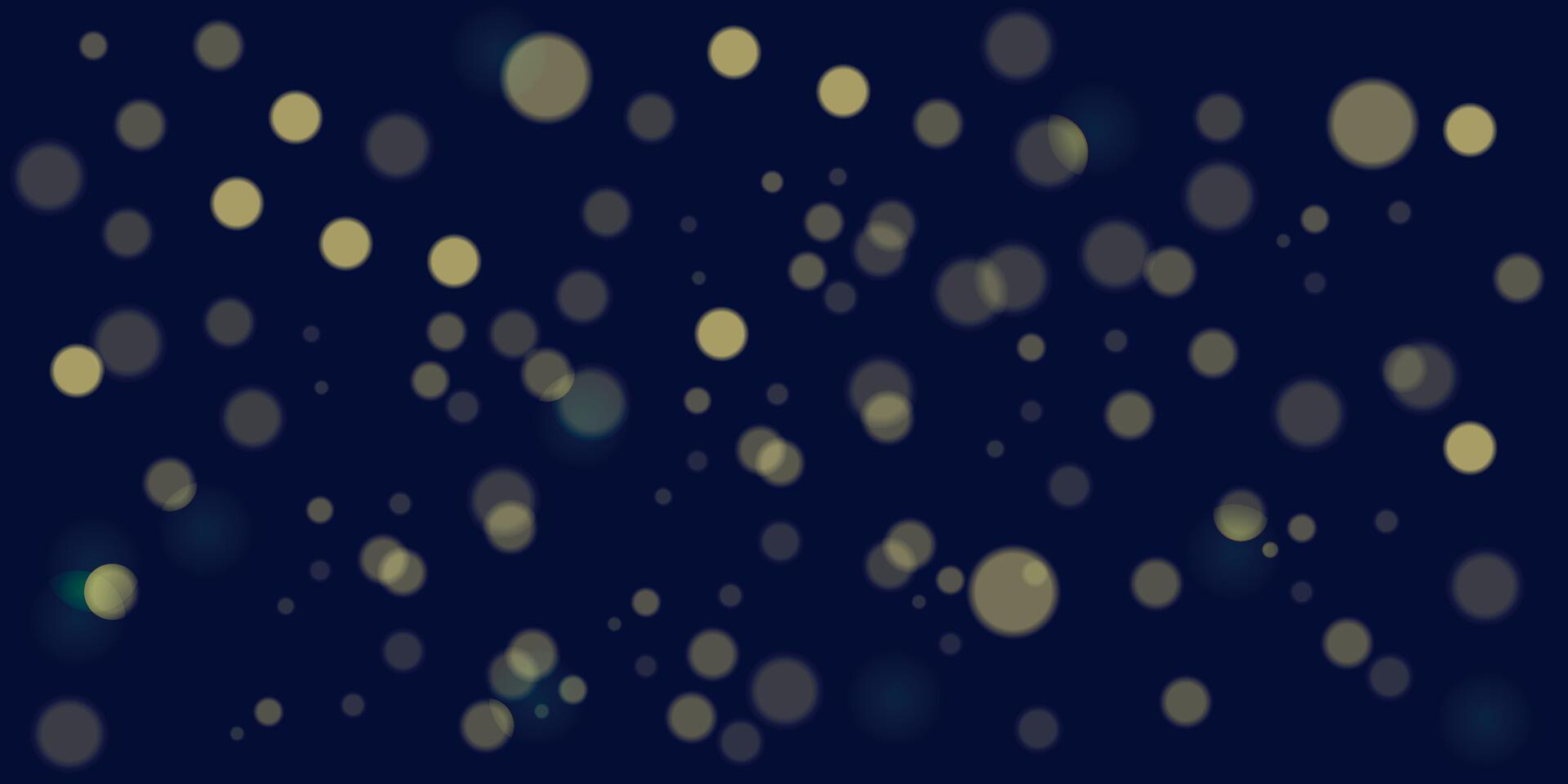 Dark blue background with yellow glow elements, bokeh. vector