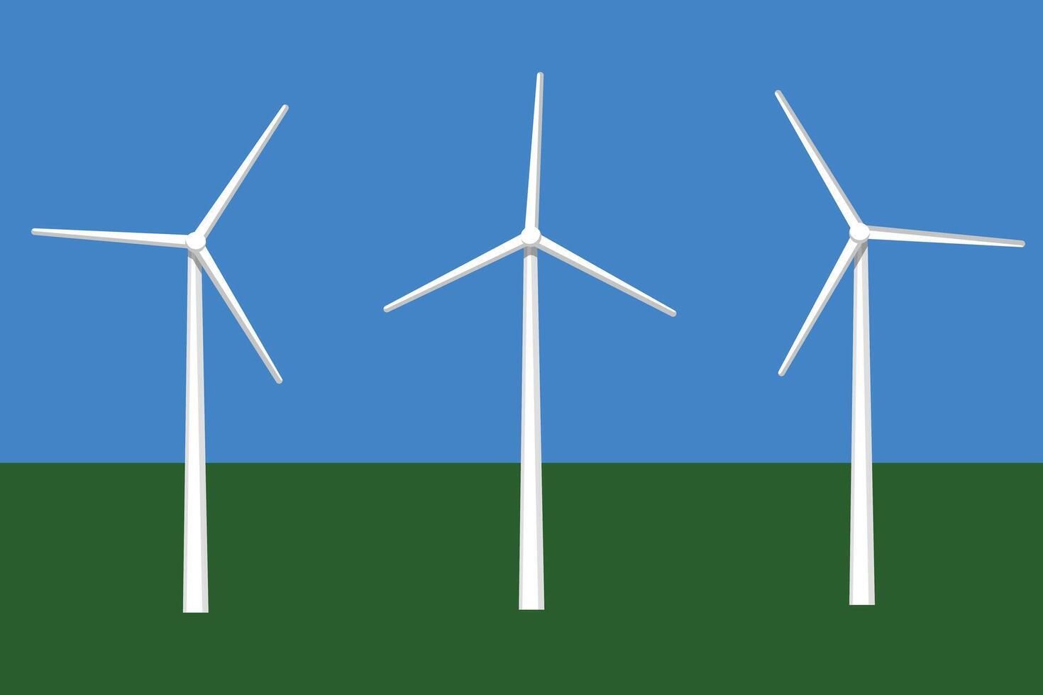 Wind generators, turbines with blades rotating in different directions. vector