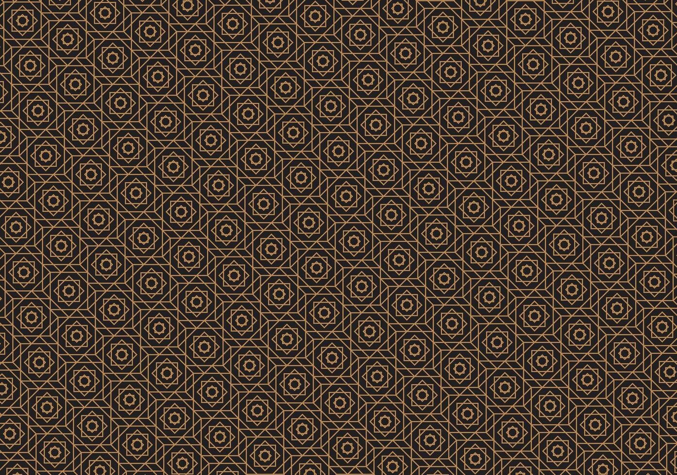 Abstract background with a geometric Islamic pattern in gold lines over a black color palette. vector
