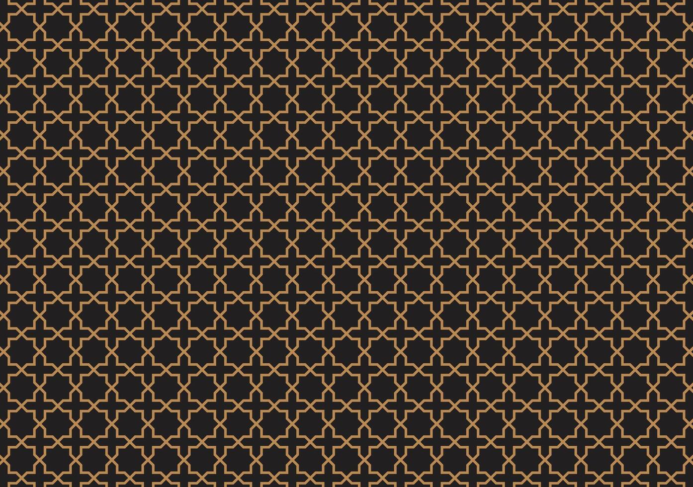 Geometric Islamic pattern with intricate gold lines on a sleek black abstract background. vector