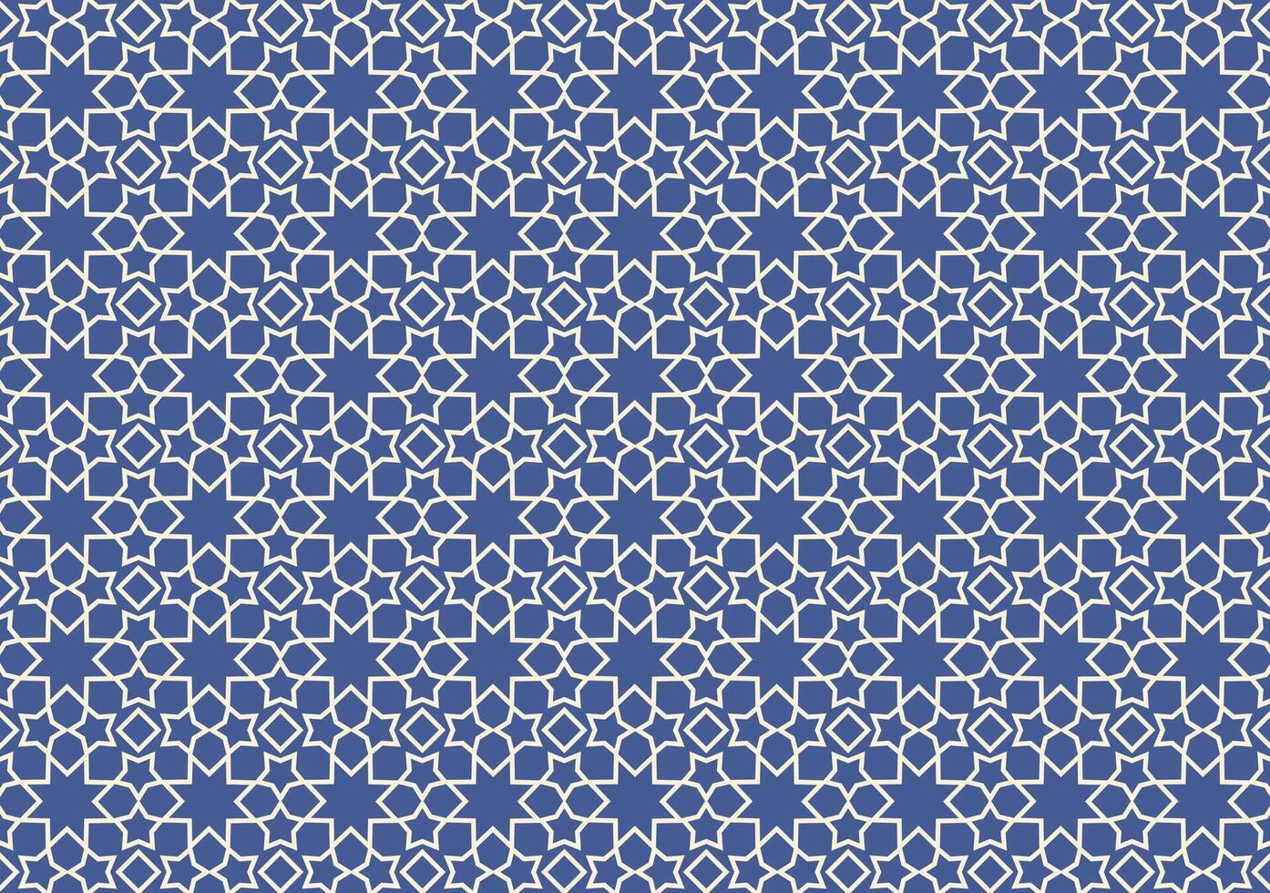 Abstract geometric Islamic motif with peach lines on a blue background. vector