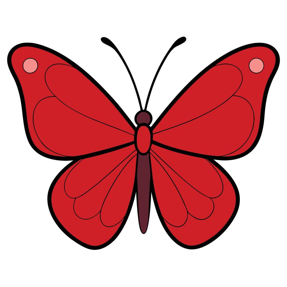 A red butterfly with black wings on a white background vector