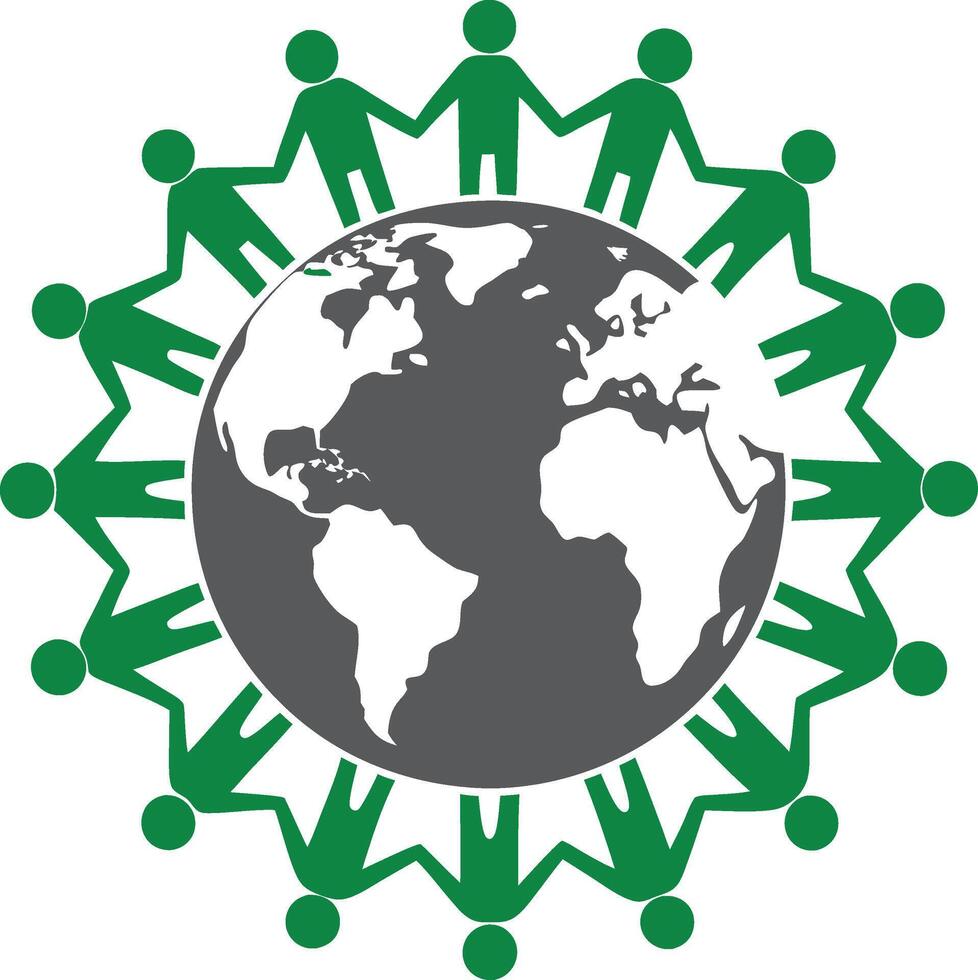 People holding hands together around the EARTH. Pro and Pro SVG vector
