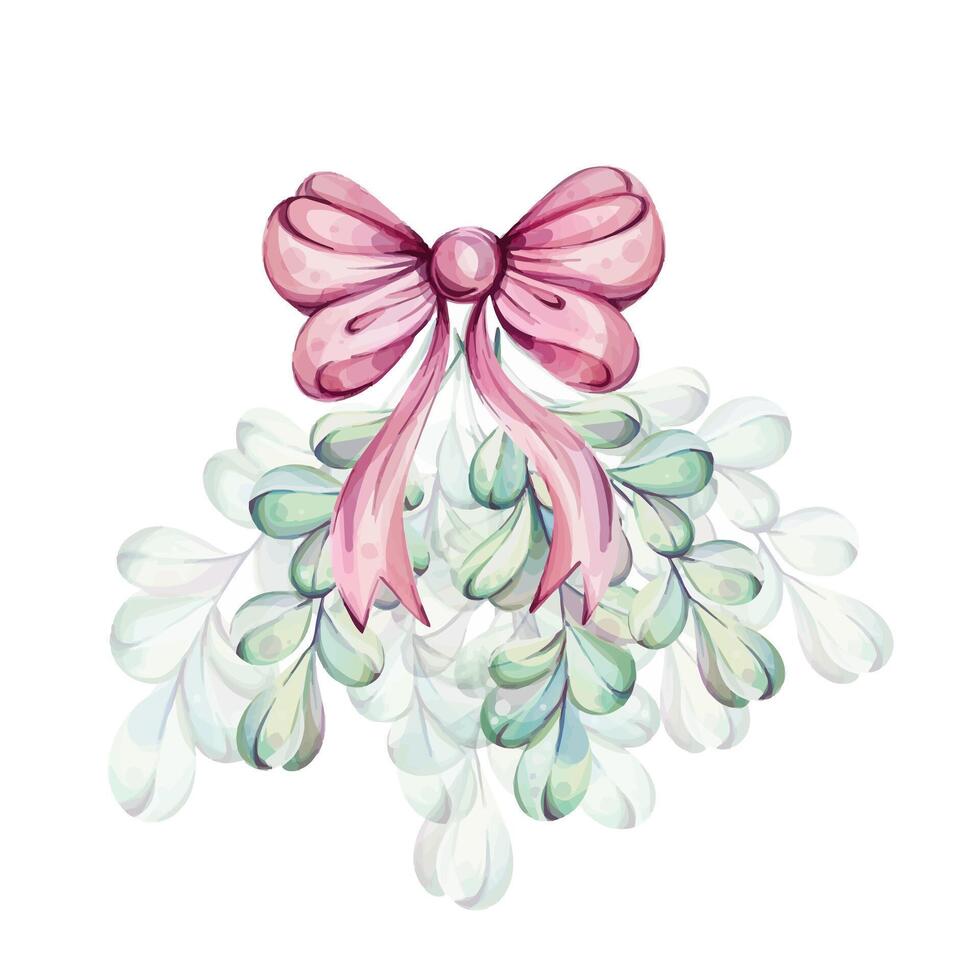 Watercolor mistletoe, bouquet design element. Romantic lovely. For cards, invitations, banners, posters, print design. Christmas winter Decorative hand drawn. Isolated. clip art vector