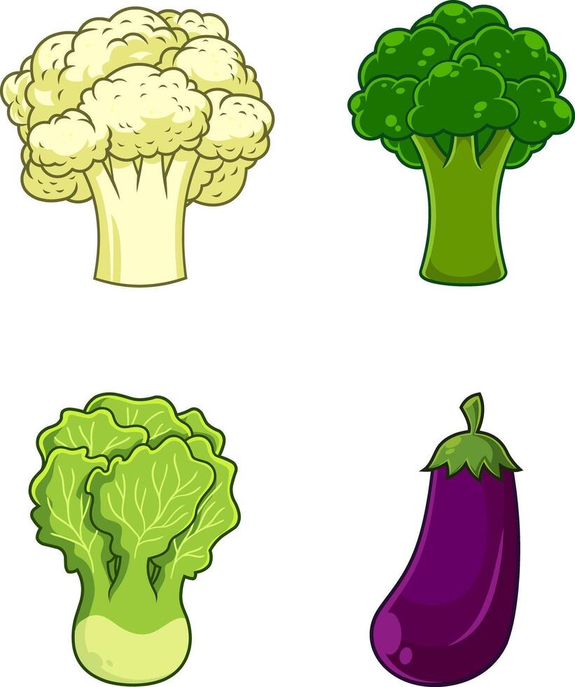 Cartoon Vegetable Food. Hand Drawn Collection Set Isolated On White Background vector