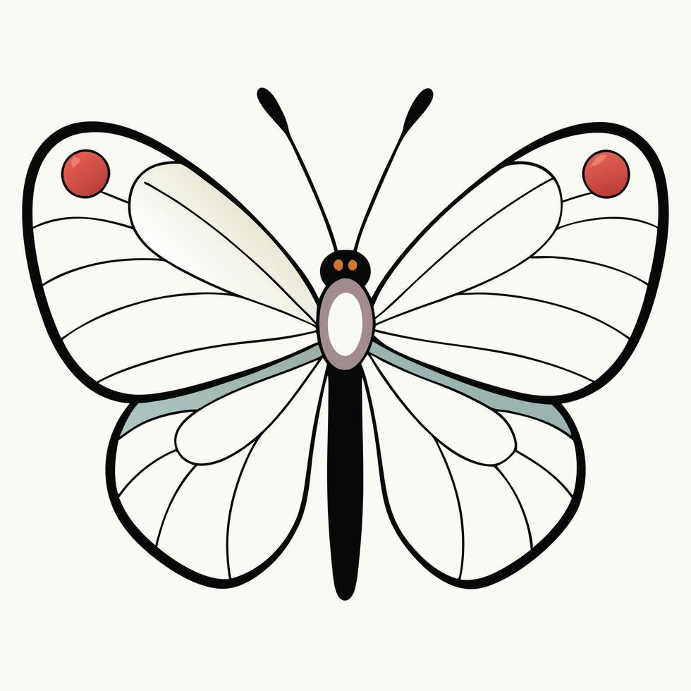 A white butterfly with red eyes and black wings vector