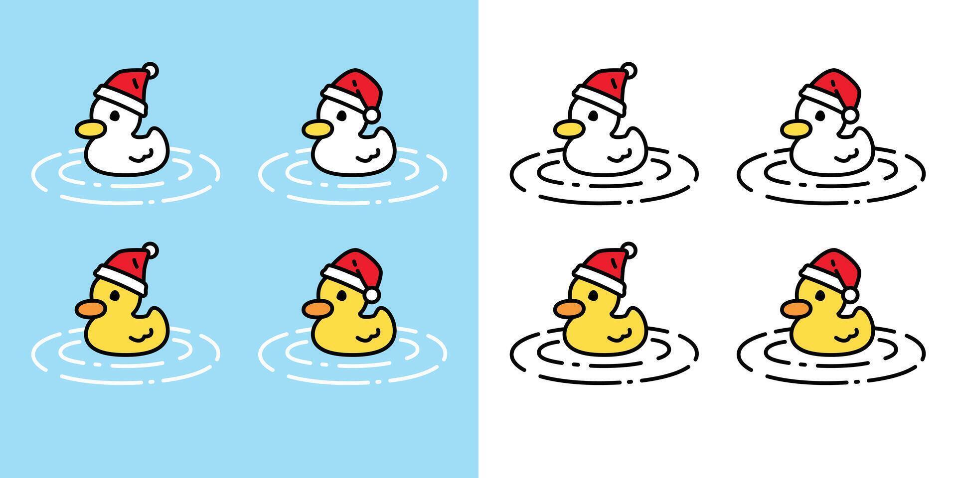 duck christmas santa claus hat swimming icon cartoon logo character rubber duck bird chicken pastel symbol doodle isolated illustration design vector