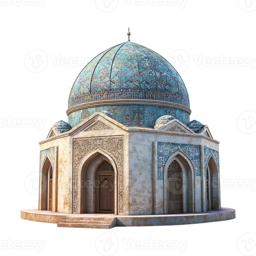 An islamic building with a blue dome png