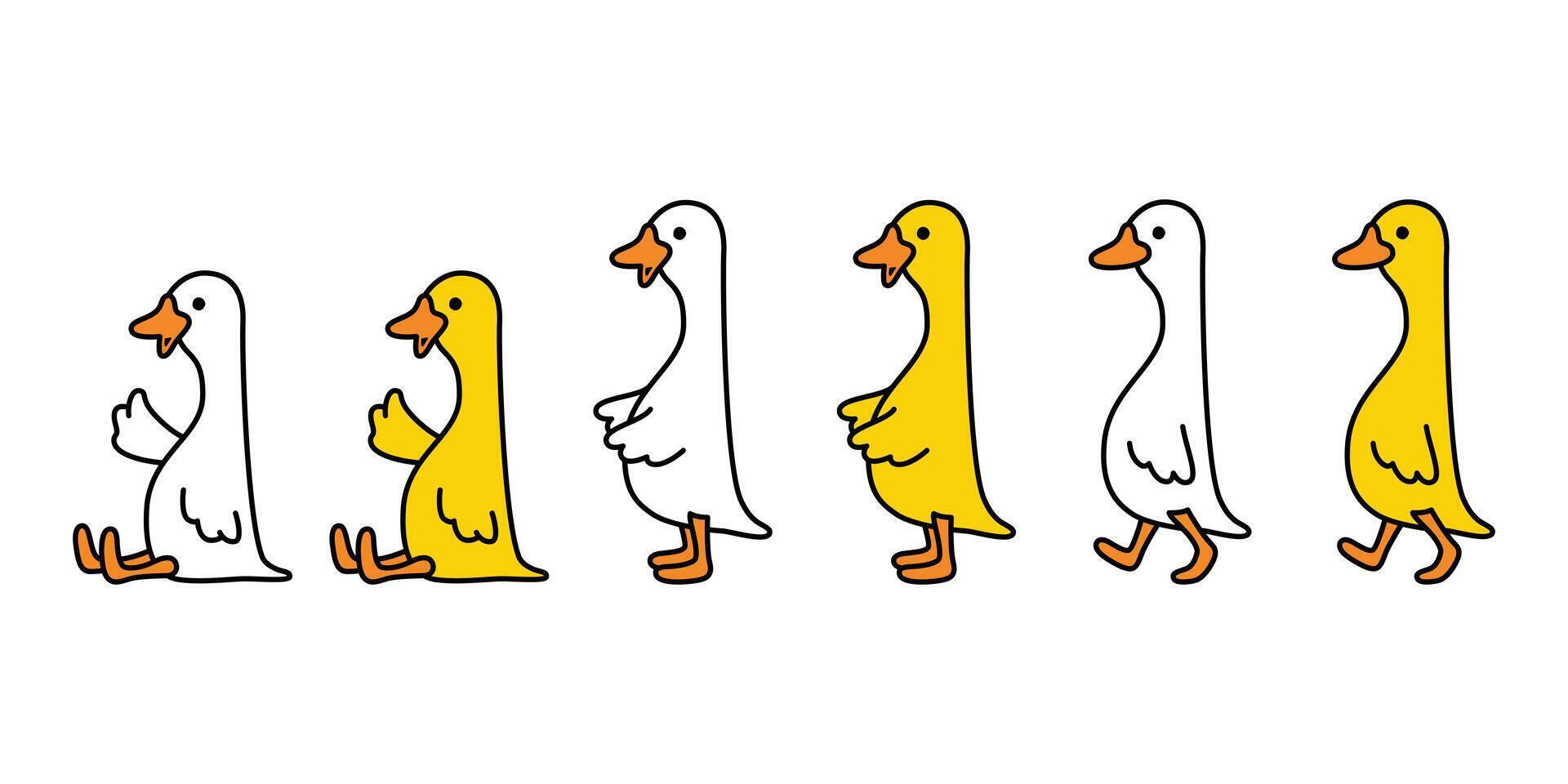 duck icon goose sitting walking cartoon logo character rubber duck bird chicken symbol doodle isolated illustration design vector