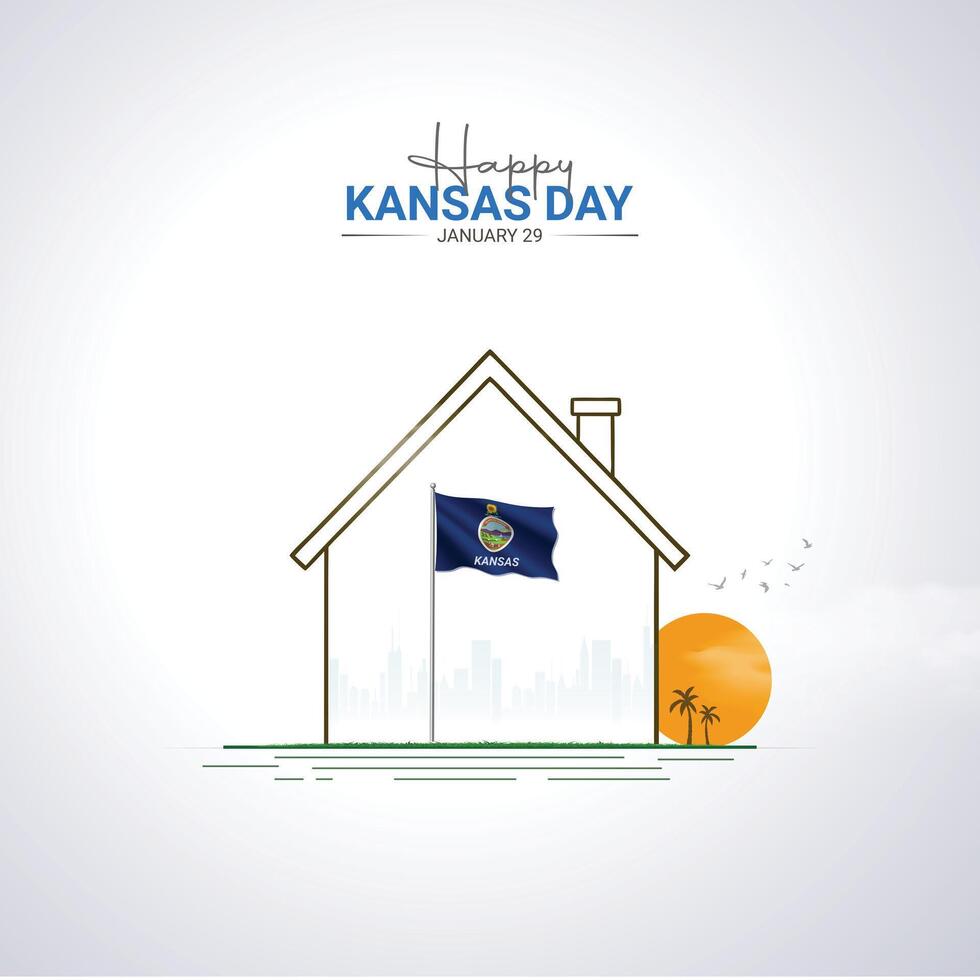 Happy Kansas Day. Kansas Day creative ads design for social media design, January 29. Important day vector