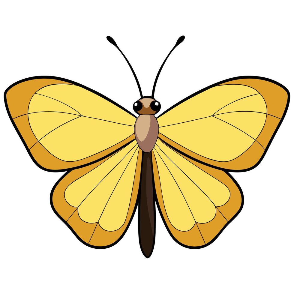 A cartoon butterfly with black wings and yellow body vector