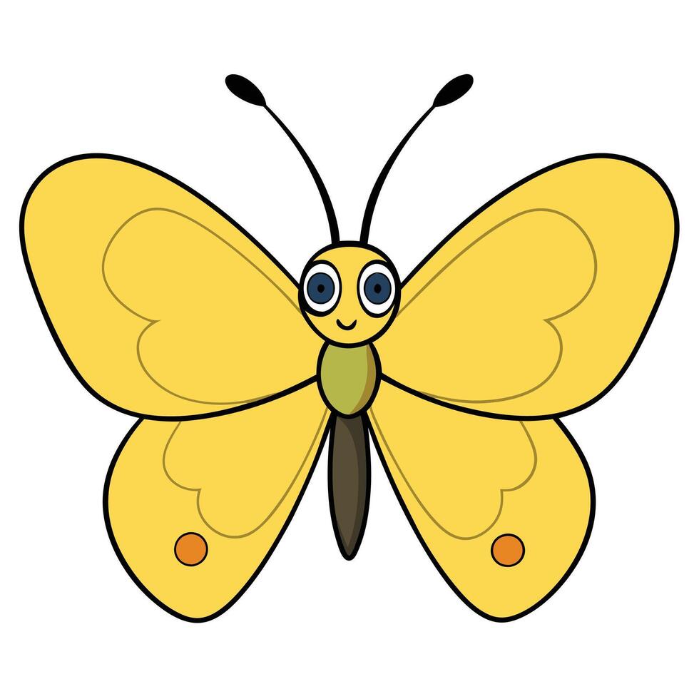 A cartoon butterfly with big eyes and a smile vector