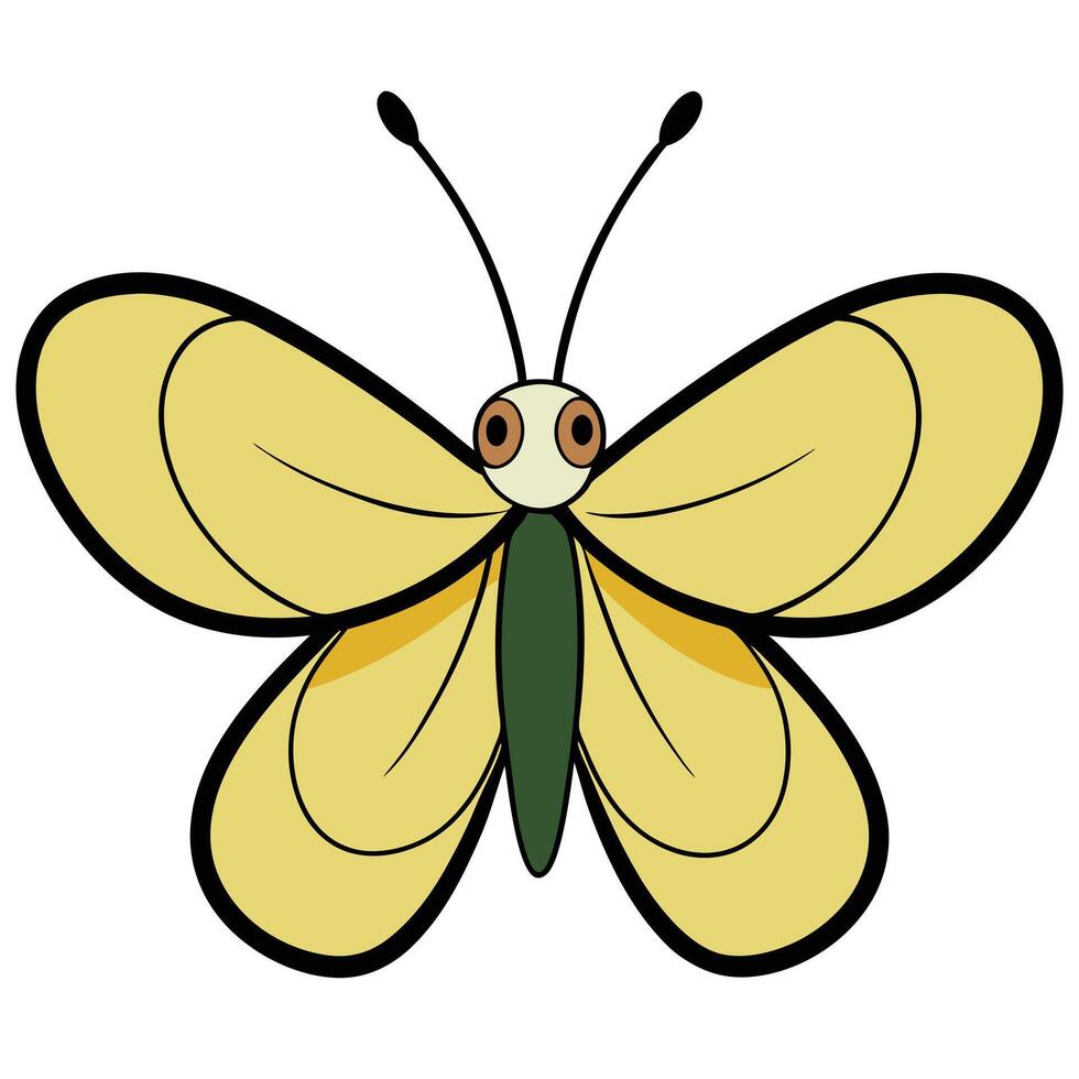 A cartoon butterfly with large eyes and a yellow body vector