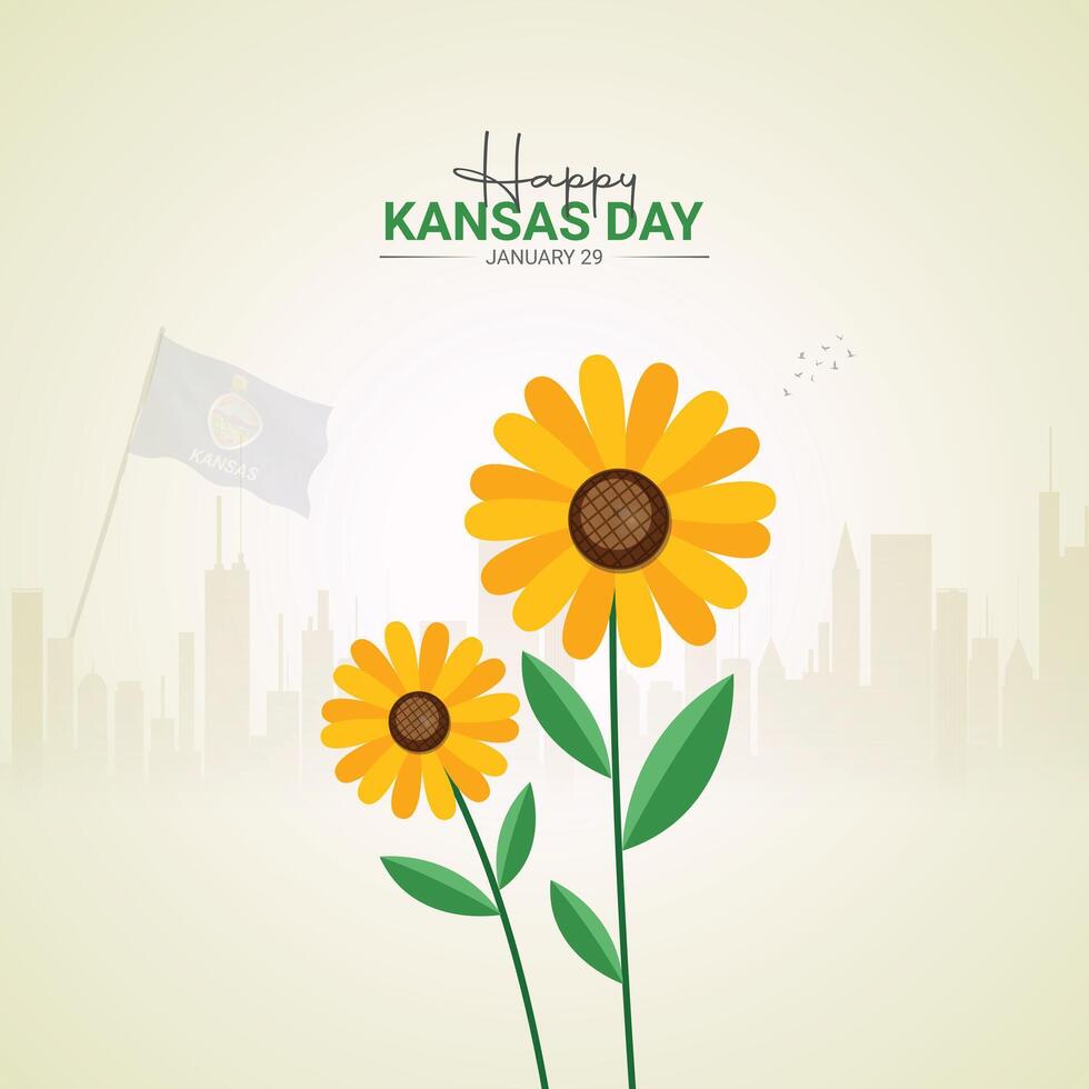 Happy Kansas Day with sun flower illustration for banner, poster design vector