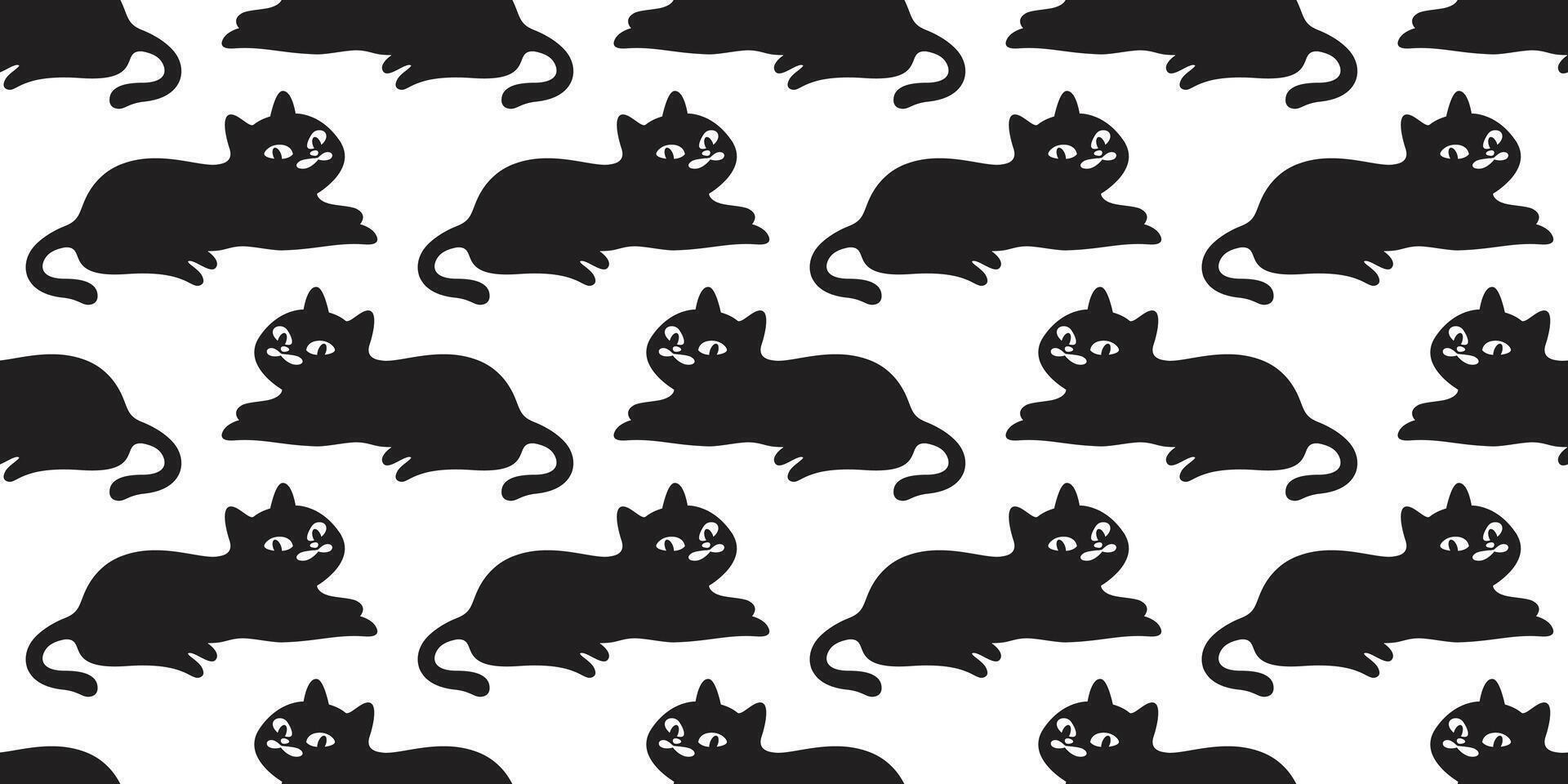 cat seamless pattern black kitten moustache calico neko cartoon pet doodle tile background gift wrapping paper repeat wallpaper scarf isolated illustration design vector