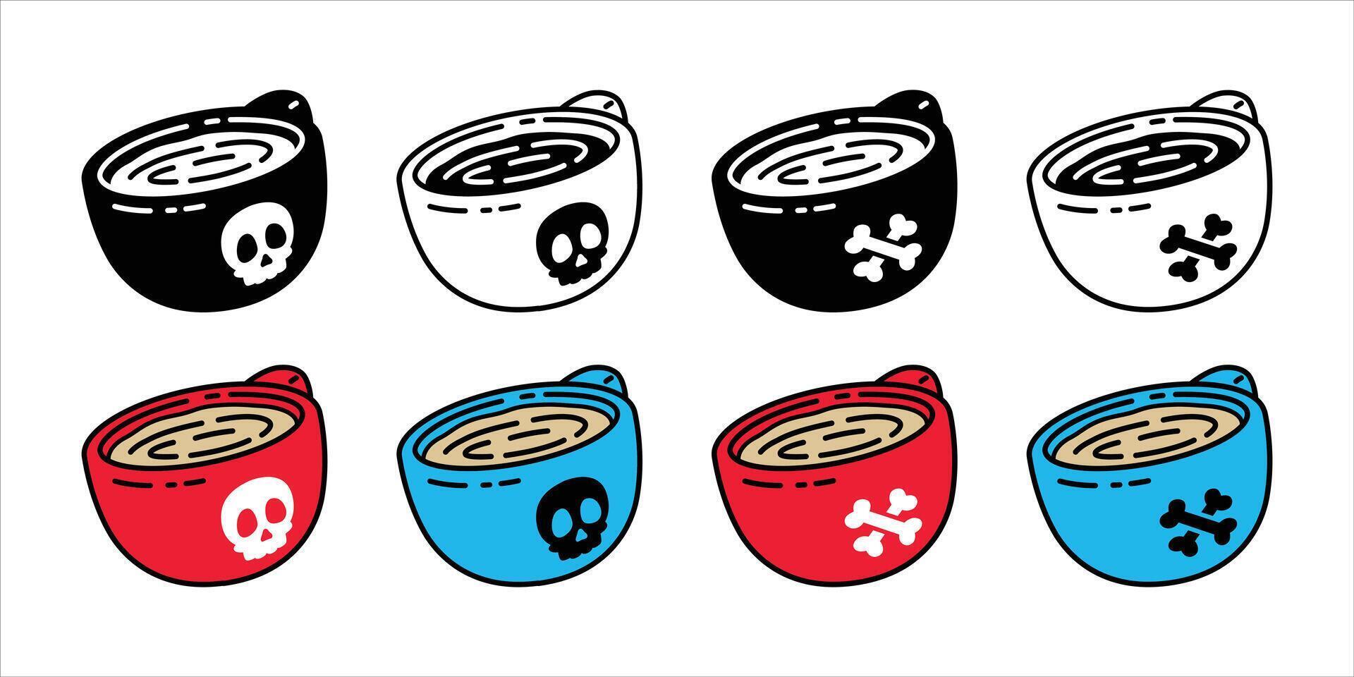 coffee cup skull crossbones Halloween icon cartoon character poison doodle logo symbol illustration design isolated vector