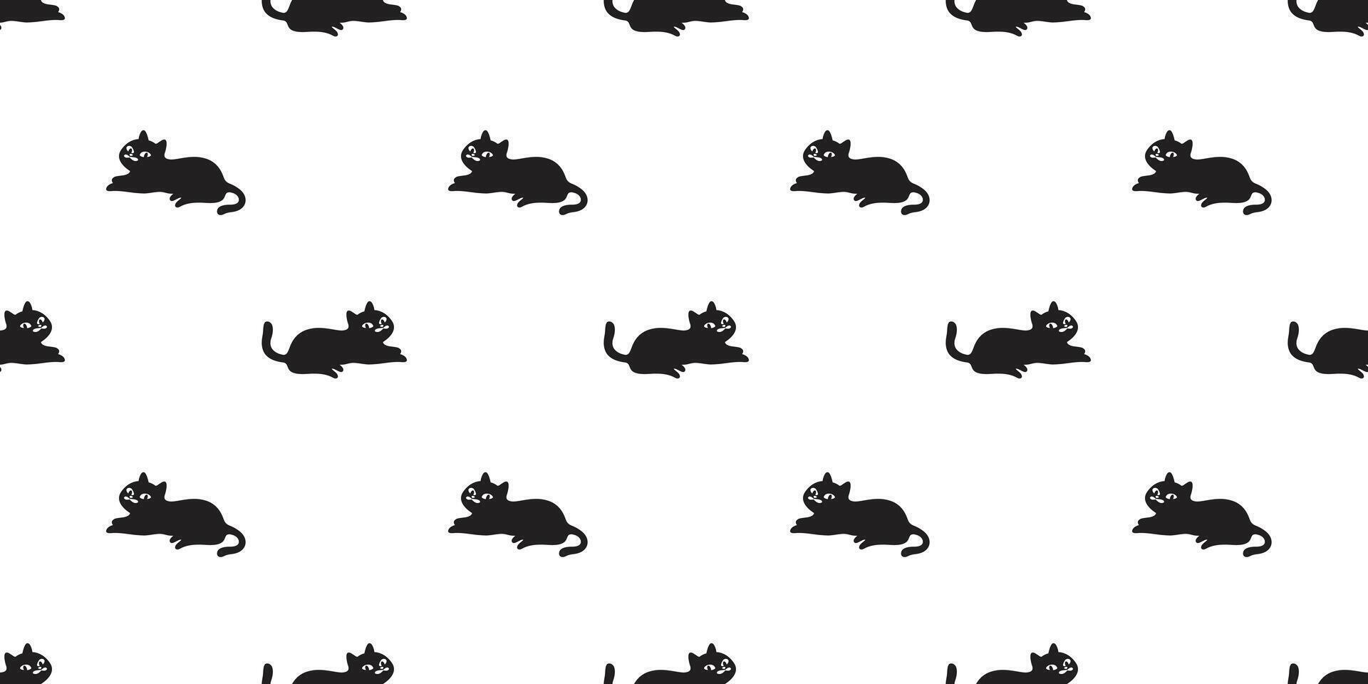 cat seamless pattern black kitten moustache calico neko pet cartoon doodle tile background gift wrapping paper repeat wallpaper scarf isolated illustration design vector