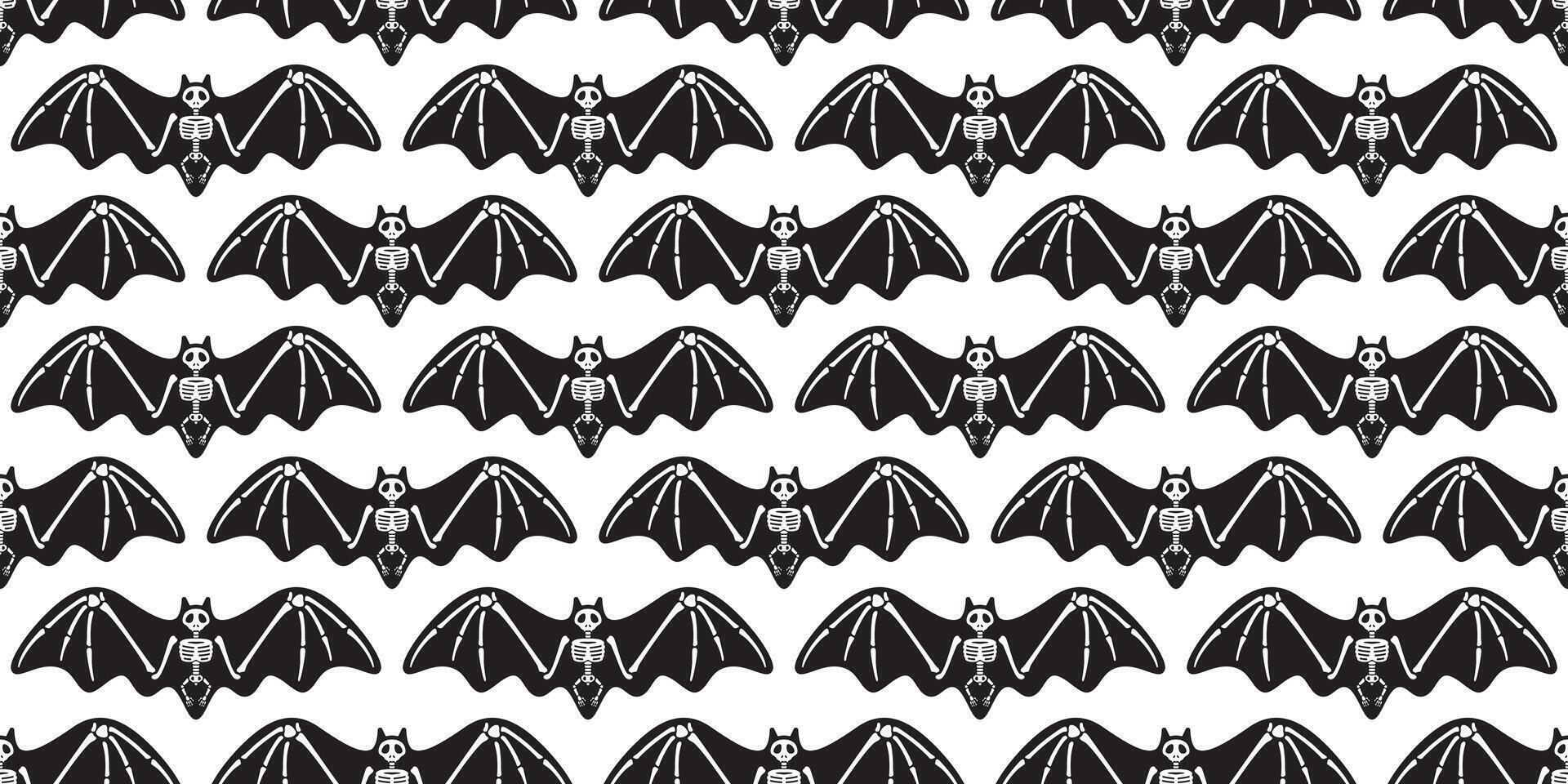 bat seamless pattern skeleton Halloween bone skull flying wing vampire ghost spooky cartoon doodle gift wrapping paper tile background repeat wallpaper scarf isolated devil evil illustration de vector